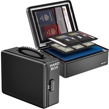 Fireproof Document Box, Hard Case File Box with Fireproof Zipper  Lock, 6400 F...