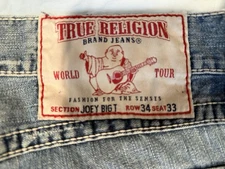 True Religion Men's Joey Big T 34x30 Blue Denim