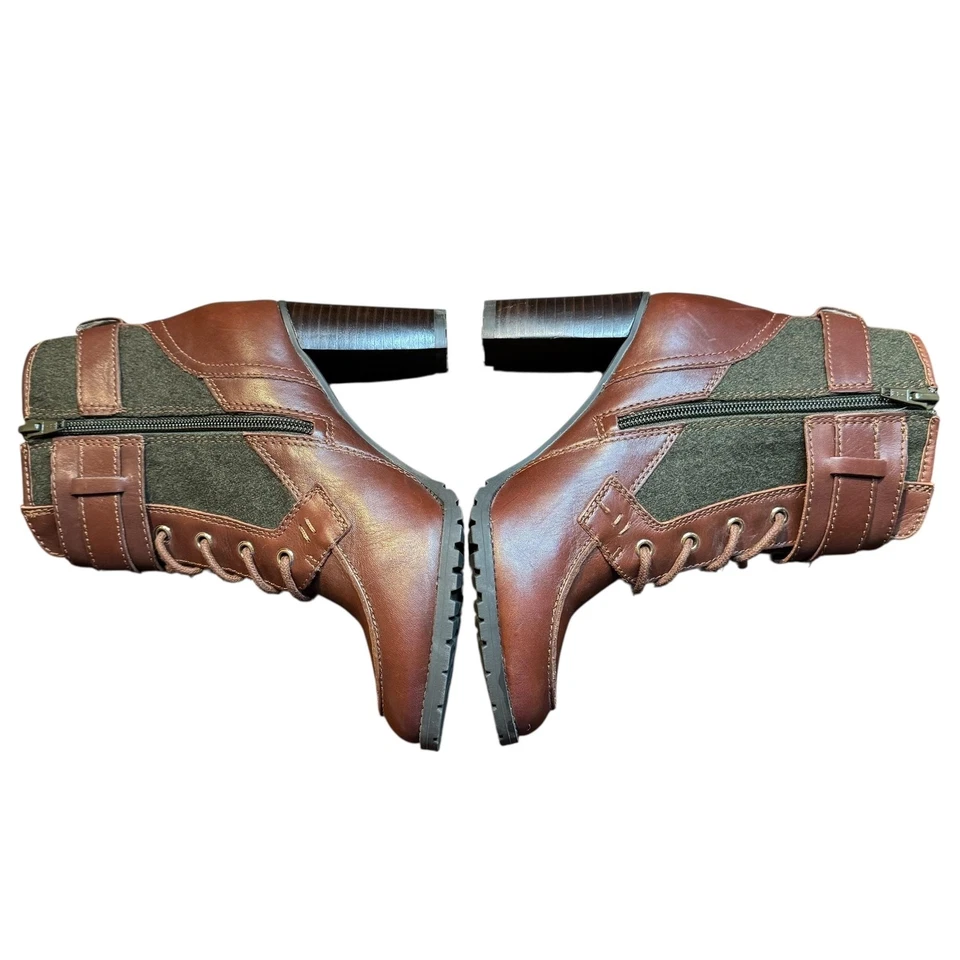 Antonio Melani Boots Womens Size 6.5M Leather Fabric Lace Up Heeled Zip Buckle - Image 4 of 4