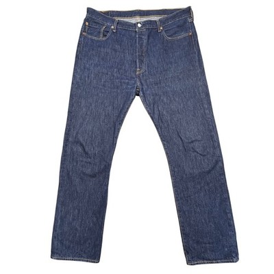 Levi's Blue 501 Original Fit Button Fly Denim Jeans Mens 40x34