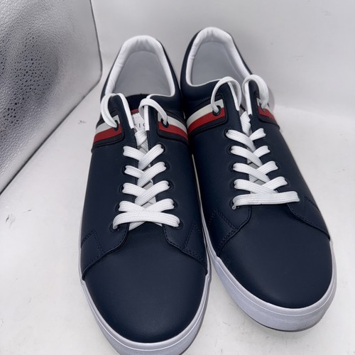 Tommy Hilfiger Ramus Stripe Schuhe Herren Gr. 13 Blau Leder Schnürschuhe Sneaker - Bild 2 von 7