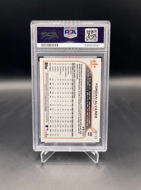 2022 Topps Chrome Yordan Alvarez Green /99 PSA 9 view 2