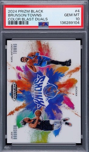 Jalen Brunson / Karl-Anthony Towns #4 2024 Panini Prizm Black Color Blast Dual card
