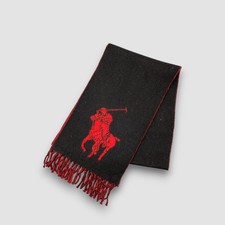 Polo Ralph Lauren Wool Scarf Vintage Classic Fringe Christmas Winter Scarves