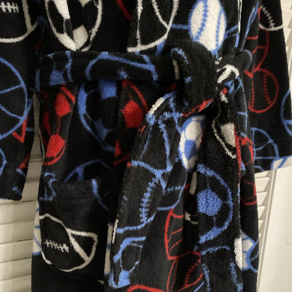 Bata de baño de vellón suave para pelotas deportivas para niños, pequeña canasta de fútbol béisbol fútbol americano Foto 2 de 4