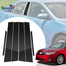 6Pcs Glossy Black Exterior Door Window Pillar Posts Molding Cover Panel Trim Sti