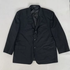 Pauo Solari Mens Blazer Jacket Size 48R Black 100% Wool Dressy Sheen