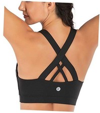 Sports Bra for Women, Criss-Cross Back Padded Strappy Sports Medium A-black