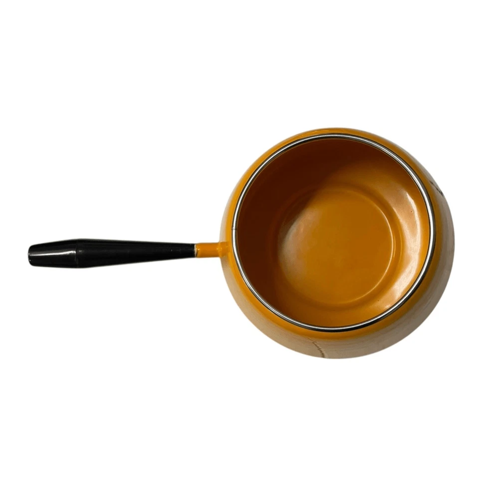 Vintage Yellow Saucepan with Black Handle - Fondue Melting Pot Foto 2 de 4