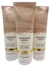 Bath  Body Works Sunwashed Santal Ultimate Hydration Body Cream 8 oz x3