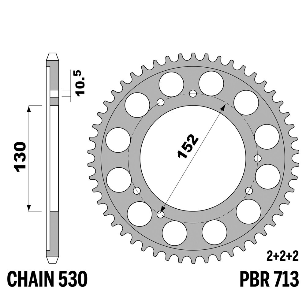 Pignon arrière PBR 530 couronne acier 46 dents Cagiva Elefant 750 1994 1995 1996 transillement