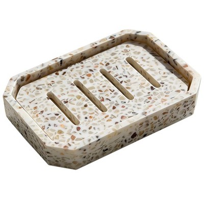 Drainable Soap Dish, Double Layer Resin Soap Holder, Non-Slip Silicone Feet S...