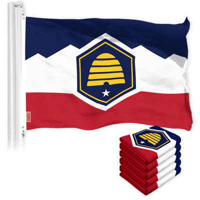 5 Pack: Utah 2023 New Version UT State Flag 3x5 Ft LiteWeave Pro Series