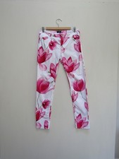 Armani Women’s Jeans Size UK 8-10 White Pink Floral Skinny 28 Bright Summer Cute