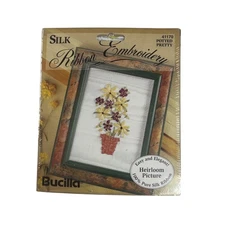 Bucilla Silk Ribbon Embroidery Kit 41170 Potted Pretty 6.5x4.5 Heirloom Picture