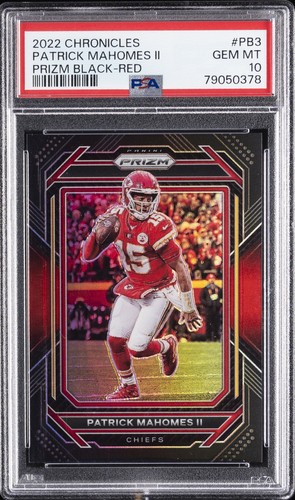 2022 PANINI CHRONICLES PRIZM BLACK RED #PB3 PATRICK MAHOMES II 85/99 PSA 10