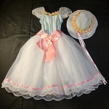 Flower Girl Costume Size 6C White Pink Dress Adjustable Straps Ribbon Trim Hat
