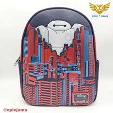 Loungefly Disney Big Hero 6 Baymax City Blue Red Mini Backpack Bag New
