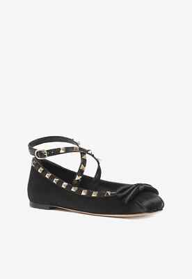 Valentino Rockstud Satin Ballet Flats- Size 37.5- 3E2S0HB6SWH