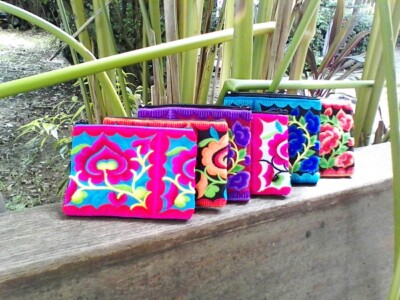 20 Pcs Floral Bag Coin Embroidered Thai Hmong Purse Wallet Random Multi-color 