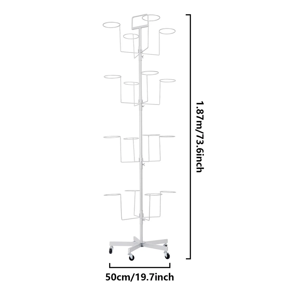 Soporte de exhibición para sombreros independientes soporte para sombreros móvil soporte para sombreros de pie plateado Foto 2 de 4