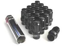 24 Black 14x1.5 Closed End Duplex ET Spline Lug Nuts Aftermarket Wheels Extended