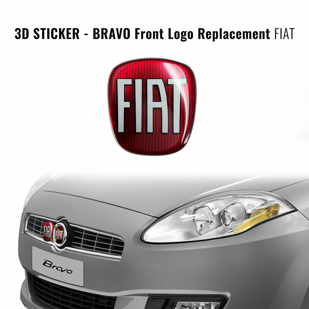 Adesivo 3D Logo Fiat Bravo Anteriore - Ricambio Lenticolare, Made In Italy