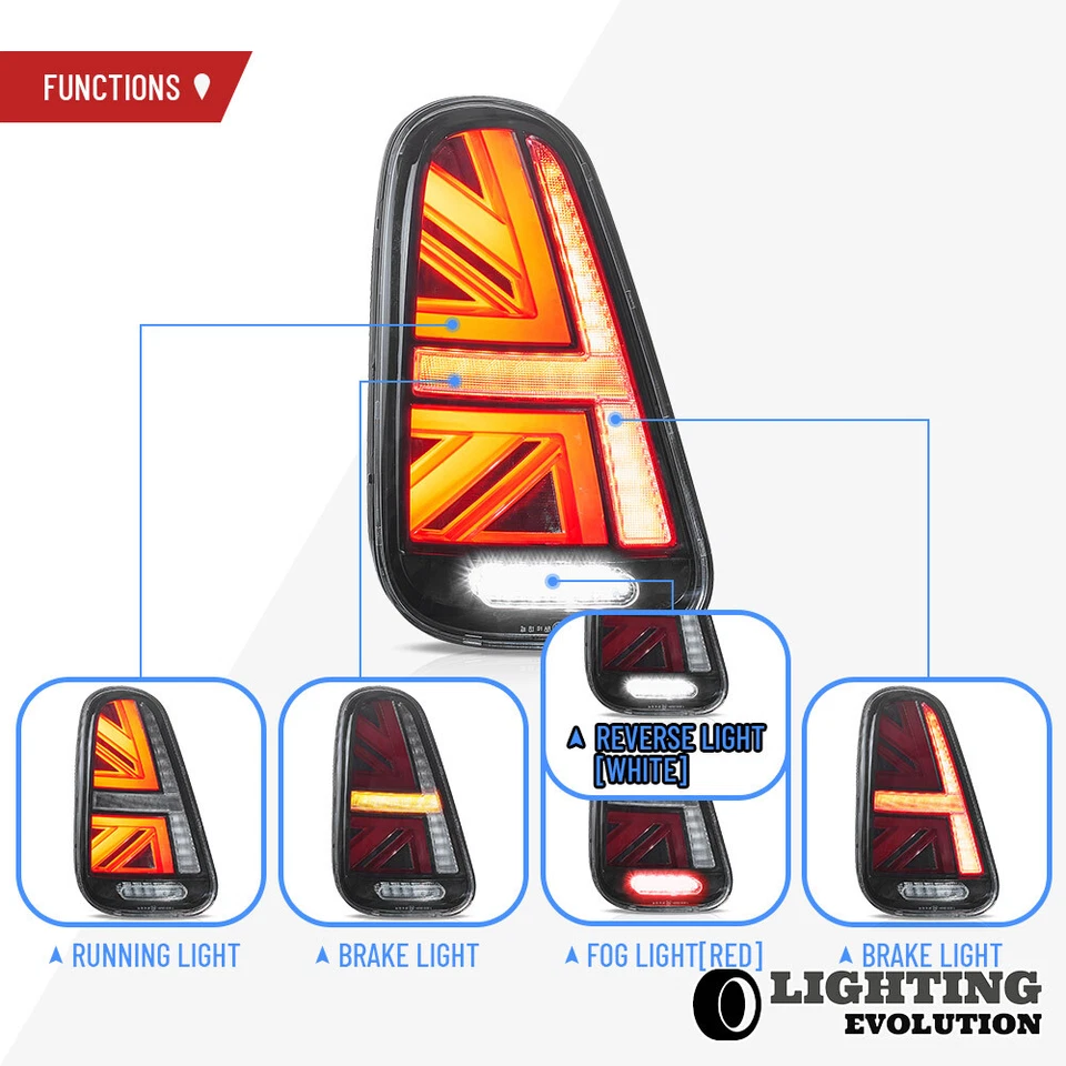 VLAND Tail Lights Clear LED Rear For 2001-2006 Mini-Cooper R50 R52 R53 w/Startup - Image 4 of 4