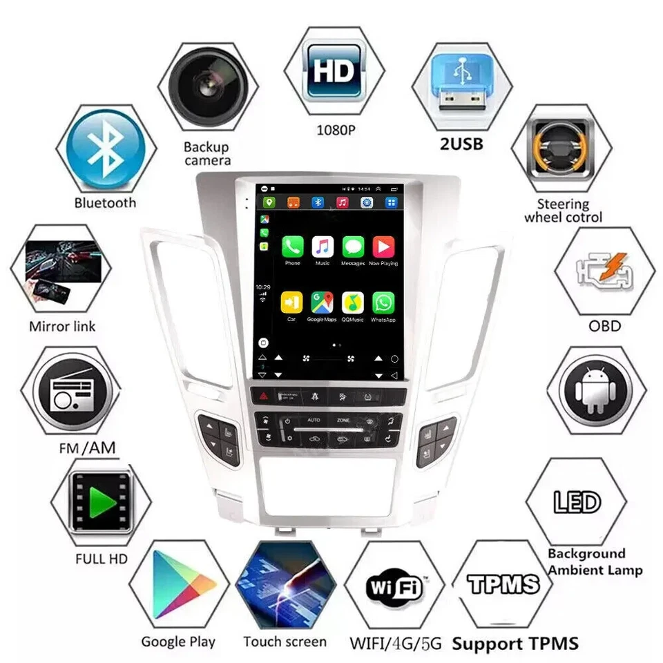 Radio de coche 9,7" para Cadillac CTS 2007-2012 Android 13 navegación GPS automática estéreo Foto 3 de 4