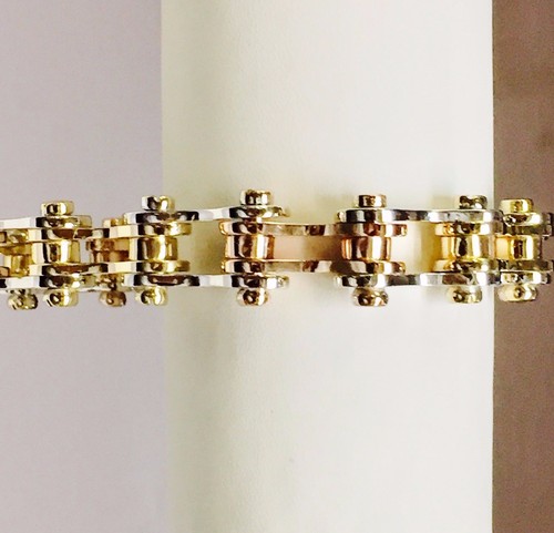 14k Solid TRI COLOR GOLD Motorcycle 