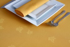 Gold Napkins / Tablecloths - Ivy Leaf Design (Egyptian Damask Cotton)