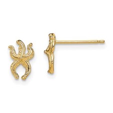 14k Yellow Gold Mini Starfish Stud Earrings 0.72gm L-8.6mm, W-5.8mm