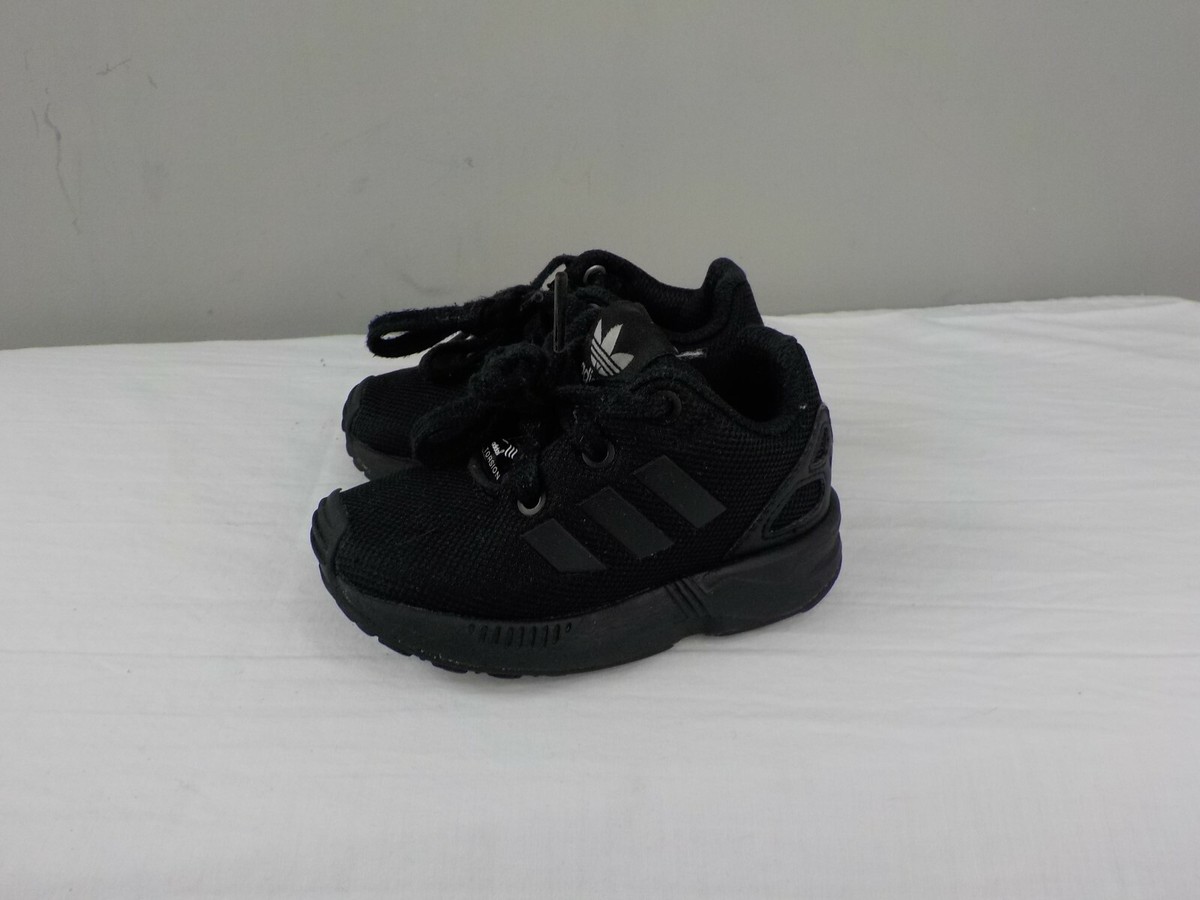 Infant Boys Girls Junior Adidas ZX FLUX Black Trainers 5K | eBay
