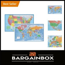 24x36 Educational 3D World and Classic Map Set - Laminated for Durability