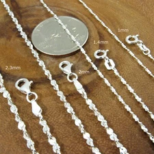 Solid 925 Sterling Silver Twisted Serpentine Chain Women's Necklace or Bracelet