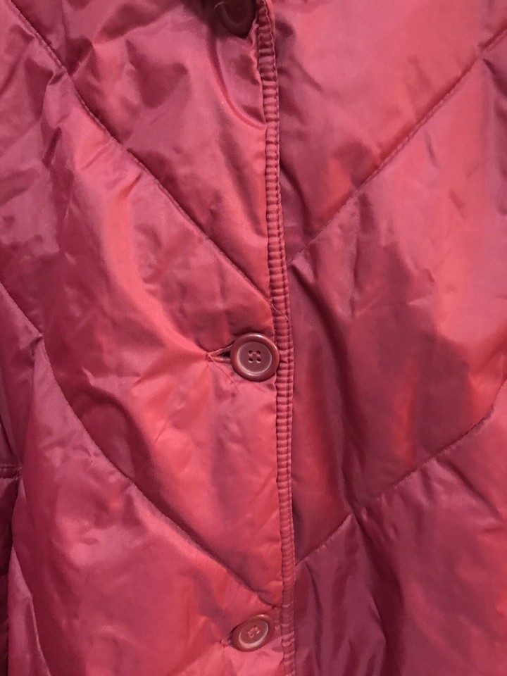 Puffy Jacket W/ Faux Fur Collar Burgundy Gray SZ 40 Haband For Her