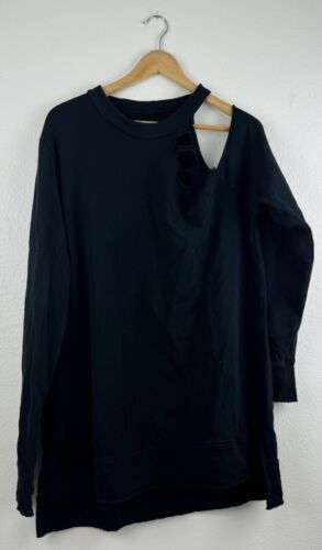 Chelsea Deboer Oversize Black Pullover Sweatshirt Distressed 100% Cotton XL