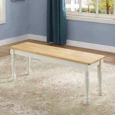 Beautiful 48" Traditional Autumn Lane Farmhouse Solid Wood Dining Bench, White