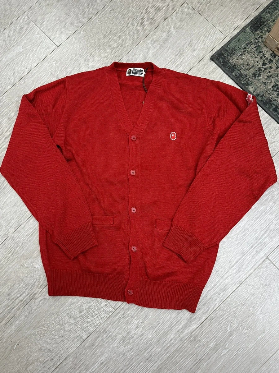 BAPE x Kid Cudi Cardigan Red | Size Large | A Bathing Ape | Face Head Logo  | eBay
