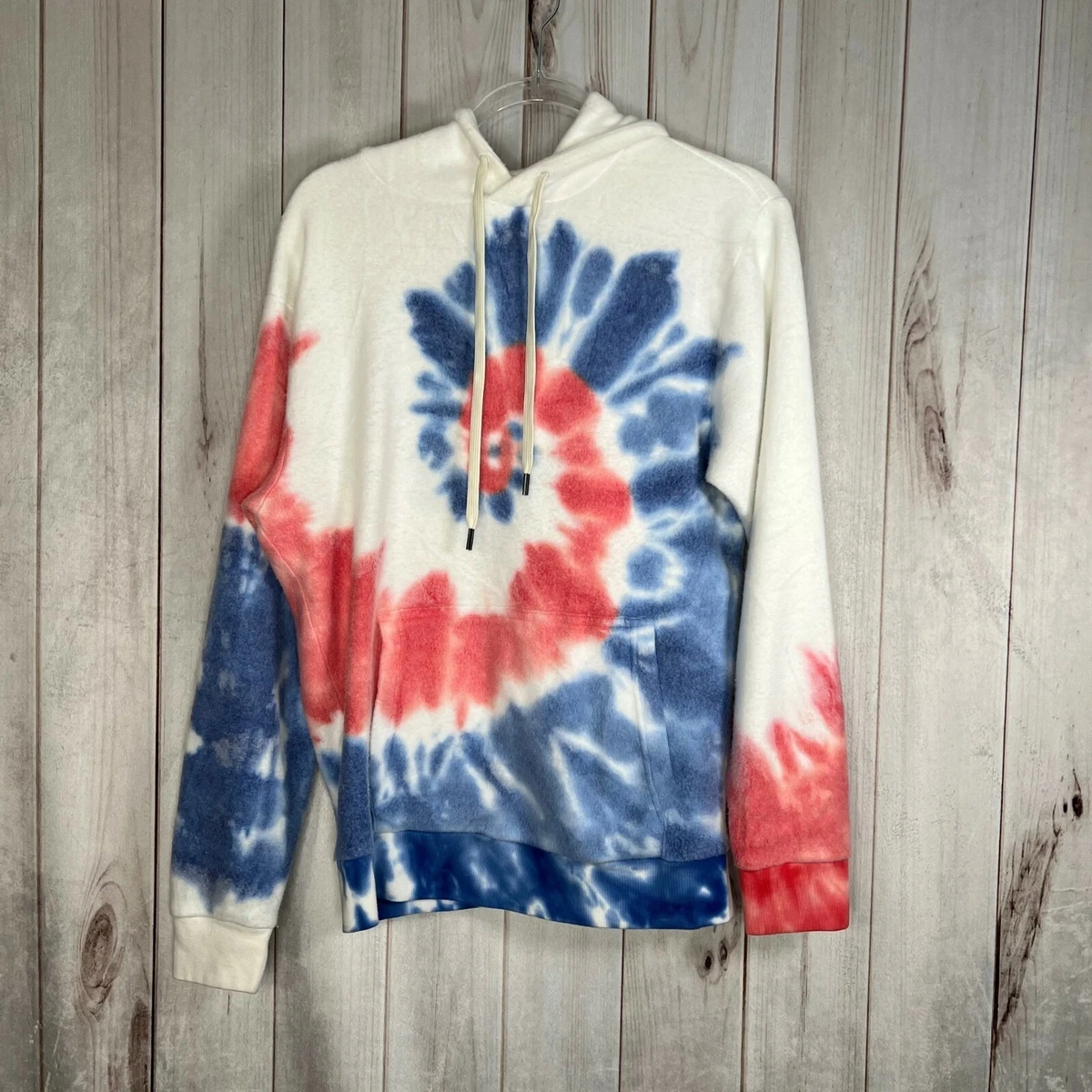 Feat BlanketBlend Hoodie Tie Dye Swirl Red White Blue Unisex Size Medium