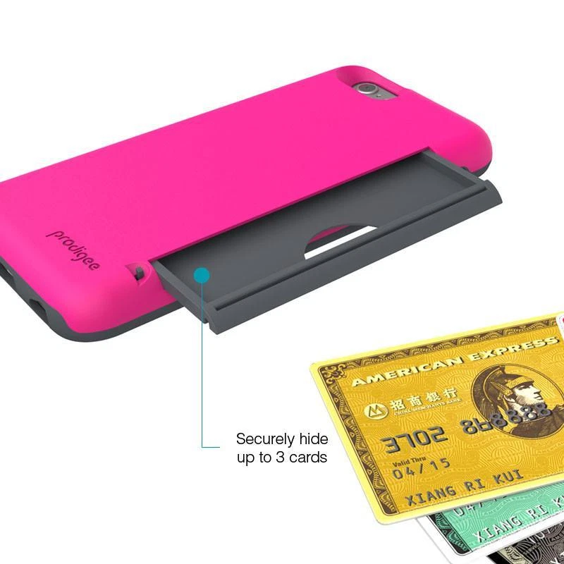 NEW Prodigee Undercover iPhone 6 6s Case Slim Fit w/ Secret Card Slot - Pink/WHT - Image 4 of 4