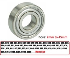 Deep Groove Ball Bearing Miniature Shielded Bearing Code 6 Series Bore 2 to 45mm