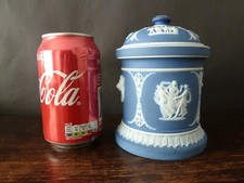 Wedgwood Blue Jasperware  Tobacco Jar and Lid h14cm/ 5,5"