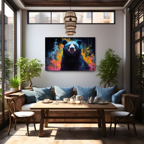 Black Bear Oil Painting Print Framed Canvas Wall Art Decor Wildlife Animals - Picture 6 of 13