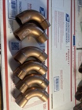 Six 1-3/8" OD Copper 90°s and 2 Street Elbows Long radius HVAC NOS LPU USA Made