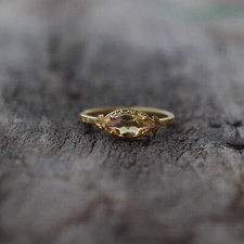 Genuine 14k Vermeil Citrine Ring 925 Sterling Silver Wedding Anniversary Gift Ri