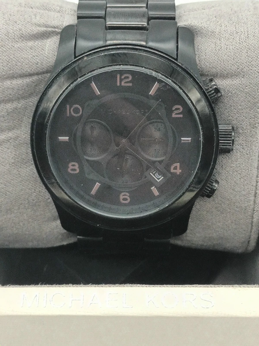Michael Kors Mens Used Black Runway Watch Chronograph MK8157 Refurbished