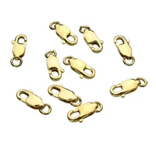 Gold-plater Sterling Silver LOBSTER CLAW 10mm Straight Clasp OPEN jump ring