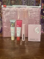 Authentic Glossier 2 Balm Dotcom, Ultralip, Pouch, & Rare Keychain Set Of 5 New
