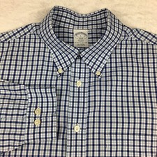 Brooks Brothers Shirt Mens Large Blue Checks Regent 1818 Long Sleeves